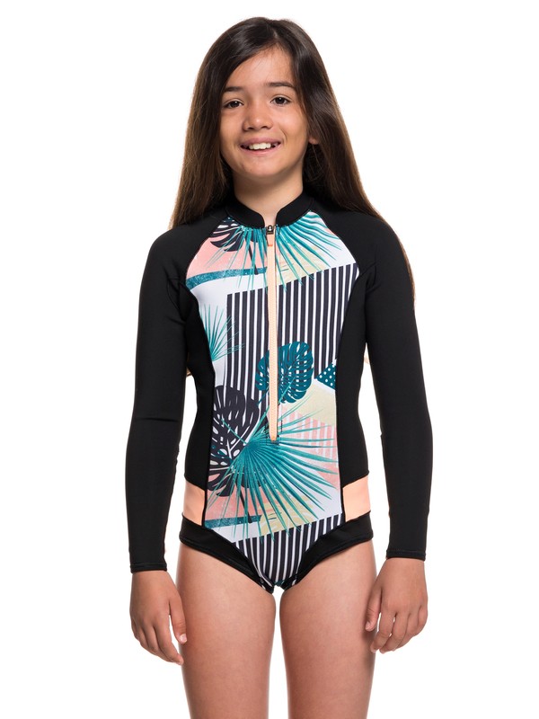 roxy, 1mm POP Surf - Springsuit manches longues coupe courte pour Fille, BLACK (kvd0) 0 1mm POP Surf - Springsuit manches longues coupe courte pour Fille Noir ERGW403007 Roxy