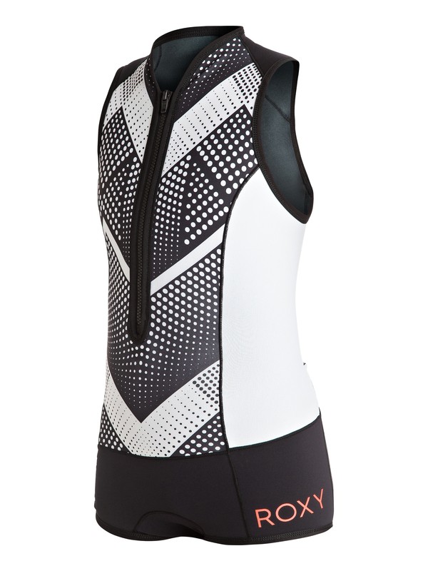 roxy, Pop Surf 1mm - Short john zip poitrine, TRUE BLACK (kvj0) 0 Pop Surf 1mm - Short john zip poitrine Noir ERGW603000 Roxy
