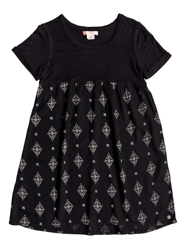 roxy, Branche Of Lilac - Short Sleeve Dress, ANTHRACITE TRIBAL VOICE RG (kvj2) 0 Branche Of Lilac - Short Sleeve Dress Black ERGWD03032 Roxy