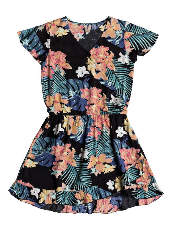 roxy, Girl's 7-14 Her Fantasy Short Sleeve Dress, TRUE BLACK ULUWATU APPAREL (kvj2) 0 Girl's 7-14 Her Fantasy Short Sleeve Dress Black ERGWD03064 Roxy
