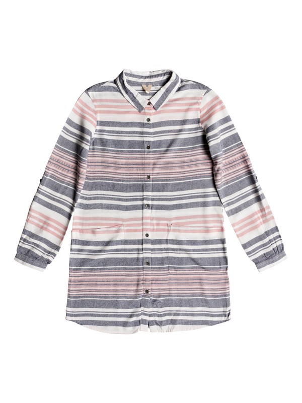 roxy, Girl's 7-14 Walk My Way Long Sleeve Shirt Dress, LOB BISQUE NAUTICAL STRIPES Y (mhh3) 0 Girl's 7-14 Walk My Way Long Sleeve Shirt Dress Pink ERGWD03065 Roxy