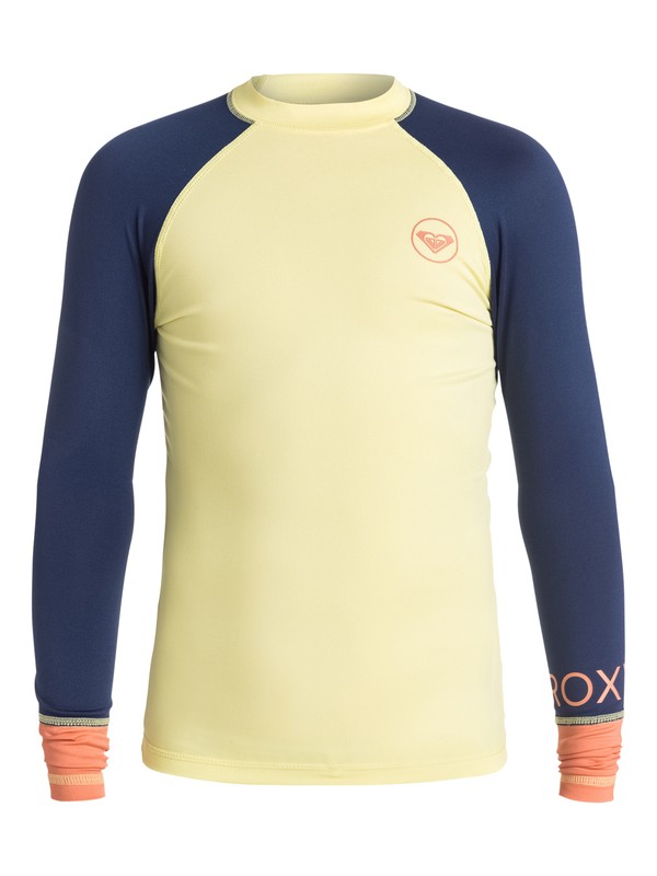 roxy, Girls 7-14 Sea Bound Long Sleeve Rashguard, CITRUS/SUNKISSED CORAL/SAILOR (xypb) 0 Girls 7-14 Sea Bound Long Sleeve Rashguard ERGWR03003 Roxy