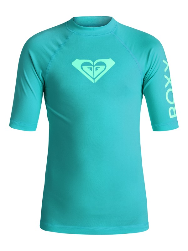 roxy, Girls 7-14 Whole Hearted Short Sleeve Rashguard, DARK JADE (bny0) 0 Girls 7-14 Whole Hearted Short Sleeve Rashguard ERGWR03006 Roxy