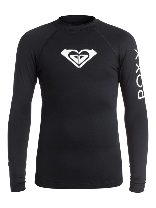 roxy, Girls 7-14 Whole Hearted Long Sleeve Rashguard, BLACK (kvd0) 0 Girls 7-14 Whole Hearted Long Sleeve Rashguard ERGWR03007 Roxy