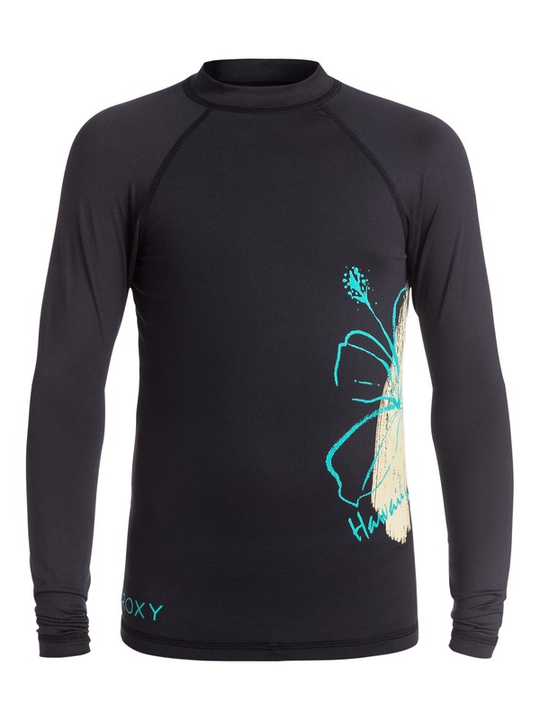 roxy, Girls 7-14 Aloha ROXY Long Sleeve Rashguard, BLACK (kvd0) 0 Girls 7-14 Aloha ROXY Long Sleeve Rashguard ERGWR03009 Roxy