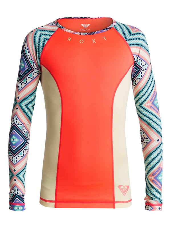 roxy, Girls 7-14 Four Shore Long Sleeve Rashguard, POOL BLUE FREE SPIRIT (bhf6) 0 Girls 7-14 Four Shore Long Sleeve Rashguard ERGWR03039 Roxy