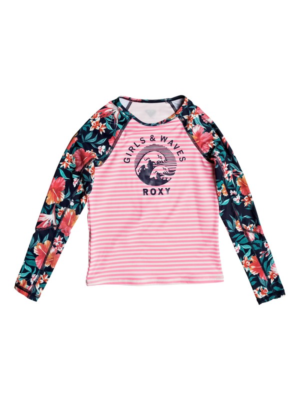 roxy, Girls 7-14 Roxy Waves Long Sleeve Rashguard, MARSHMALLOW SWIM EASY STRIPE (wbt3) 0 Girls 7-14 Roxy Waves Long Sleeve Rashguard ERGWR03066 Roxy