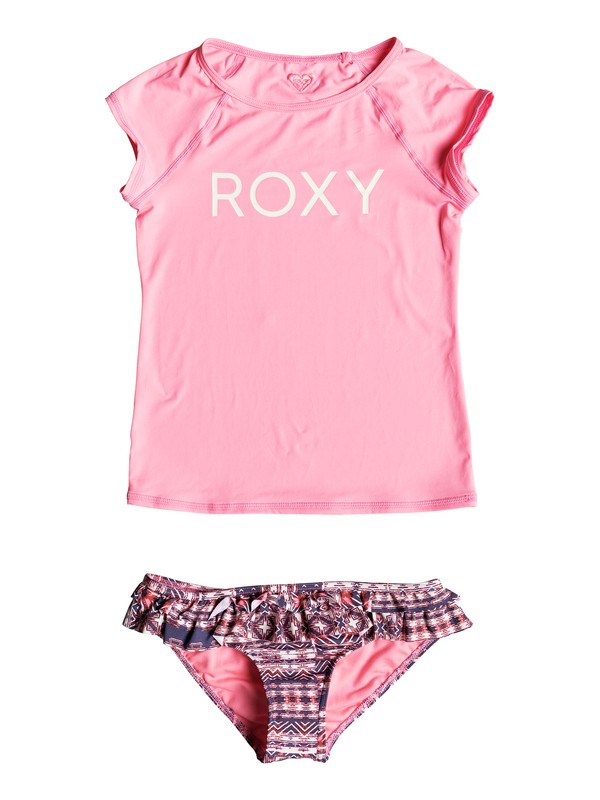 roxy, Girls 7-14 Wavy Beach Short Sleeve Rashguard Set, MARSHMALLOW MEXICAN RUG (wbt6) 0 Girls 7-14 Wavy Beach Short Sleeve Rashguard Set ERGWR03068 Roxy