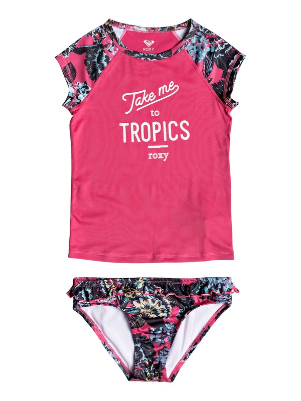 SALT MEMORY CS SET ERGWR03071 0 Girls 7-14 Salt Memory Cap Sleeve UPF 50 Rashguard Set ERGWR03071 Roxy