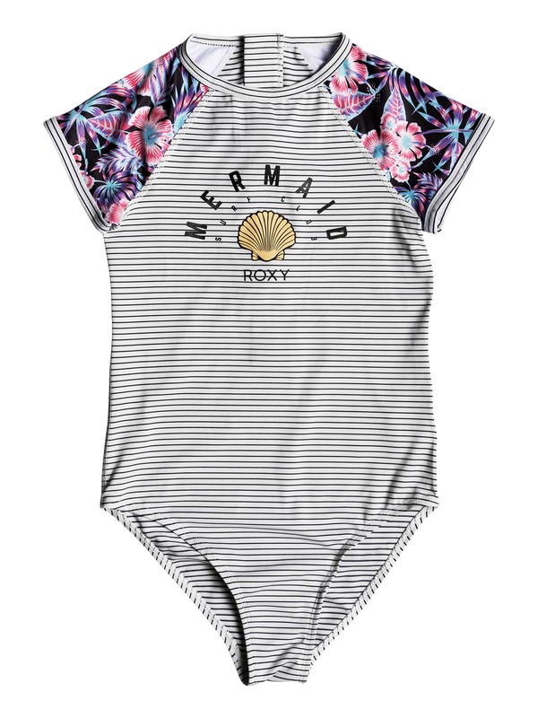 roxy, Surfing Miami - Maillot une pièce à mancherons pour Fille 8-16 ans, MARSHMALLOW BASIC STRIPE 2 (wbt1) 0 Surfing Miami - Maillot une pièce à mancherons pour Fille 8-16 ans Blanc ERGWR03072 Roxy