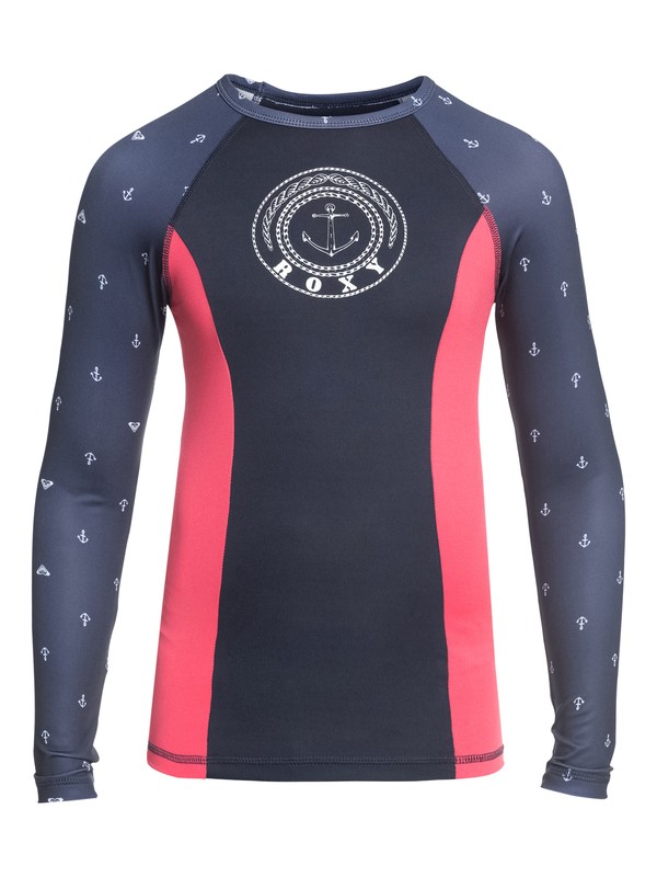 roxy, Girl's 7-14 Tropi ROXY Long Sleeve UPF 50 Rashguard, DRESS BLUES WATERCOLOR ANCHOR (btk7) 0 Girl's 7-14 Tropi ROXY Long Sleeve UPF 50 Rashguard Blue ERGWR03080 Roxy