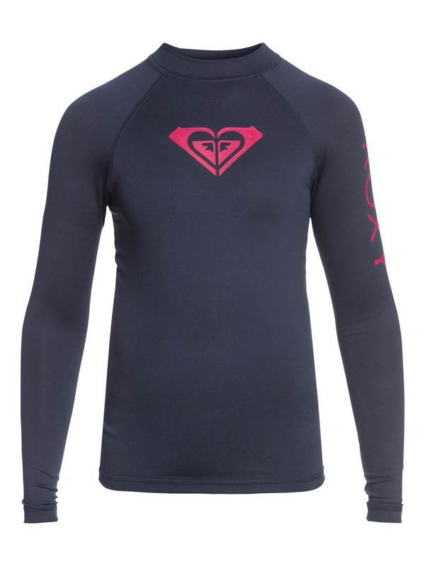 roxy, Girls 7-14 Whole Hearted Long Sleeve UPF 50 Rashguard, DRESS BLUES (btk0) 0 Girls 7-14 Whole Hearted Long Sleeve UPF 50 Rashguard Blue ERGWR03081 Roxy