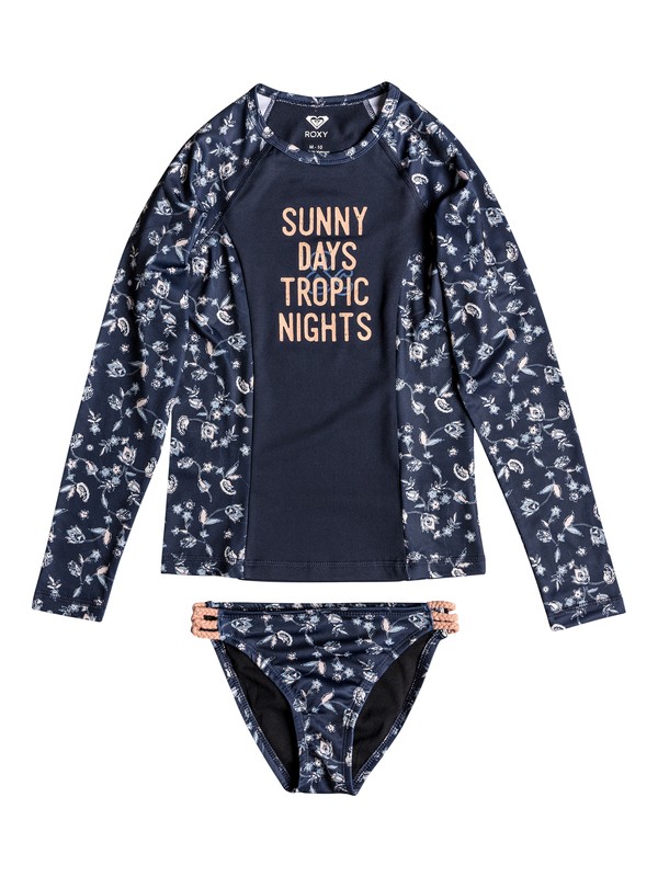 BEACH DAYS LS SET ERGWR03085 0 Girls 7-14 Beach Days Long Sleeve UPF 50 Rashguard Set ERGWR03085 Roxy