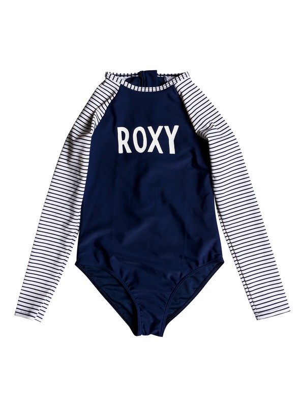 roxy, Girls 7-14 Downtown Lights Long Sleeve UPF 50 Zipped One-Piece Rashguard, MEDIEVAL BLUE (bte0) 0 Girls 7-14 Downtown Lights Long Sleeve UPF 50 Zipped One-Piece Rashguard Blue ERGWR03098 Roxy