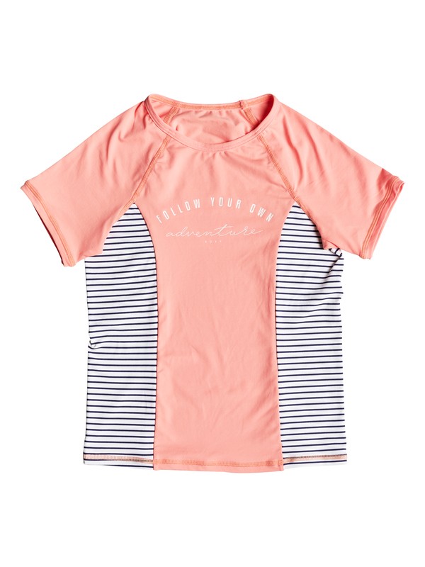 roxy, Girls 7-14 Tropi Sporty Short Sleeve UPF 50 Rash Guard, SOUFFLE (mfg0) 0 Girls 7-14 Tropi Sporty Short Sleeve UPF 50 Rash Guard Pink ERGWR03109 Roxy