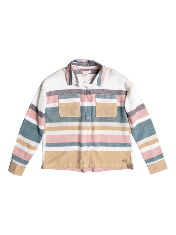 roxy, Unexpected Beauty - Long Sleeve Shirt, MARSHMALLOW BLANKET STRIPE (wbt3) 0 Unexpected Beauty - Long Sleeve Shirt White ERGWT03021 Roxy