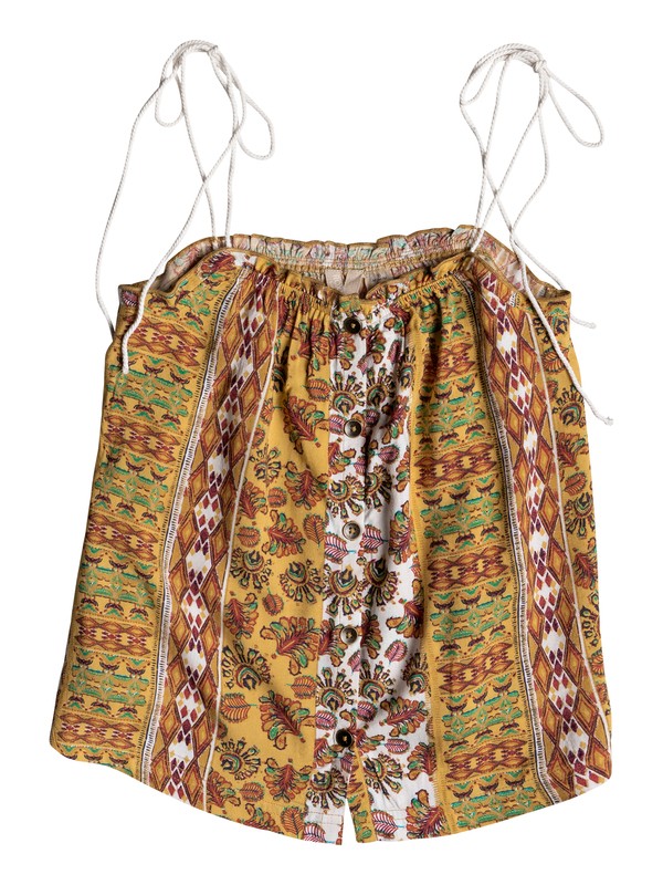 roxy, Girl's 7-14 Depths Of My Heart Printed Strappy Top, BUFF YELLOW GIRL VERTICAL FLOW (ygf9) 0 Girl's 7-14 Depths Of My Heart Printed Strappy Top Yellow ERGWT03037 Roxy