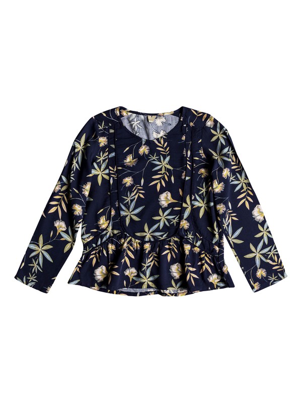 roxy, Girl's 7-14 I Got Lives Long Sleeve Top, DRESS BLUES BIRDS FLOWER YOUTH (xwby) 0 Girl's 7-14 I Got Lives Long Sleeve Top White ERGWT03040 Roxy