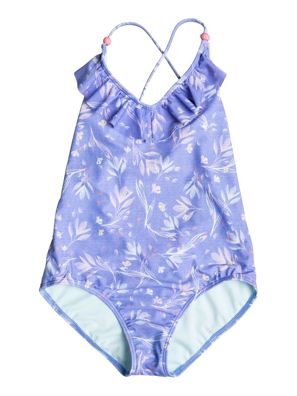 roxy, Girls 7-14 Denim Babe One Piece Swimsuit, BLEACHED DENIM BOTANIC GARDEN (pmk6) 0 Girls 7-14 Denim Babe One Piece Swimsuit ERGX103021 Roxy