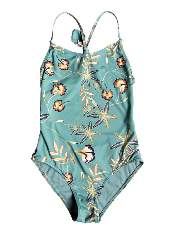 roxy, Girls 7-14 Born In Waves One-Piece Swimsuit, TRELLIS BIRD FLOWER YOUTH (bkw9) 0 Girls 7-14 Born In Waves One-Piece Swimsuit Blue ERGX103040 Roxy