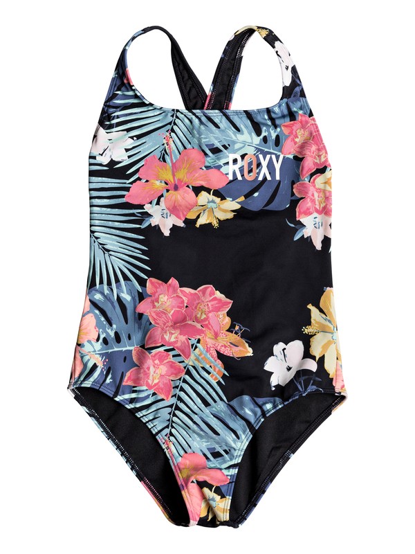 roxy, Girl's 7-14 Island Trip One-Piece Swimsuit, TRUE BLACK ULUWATU (kvj9) 0 Girl's 7-14 Island Trip One-Piece Swimsuit Black ERGX103043 Roxy