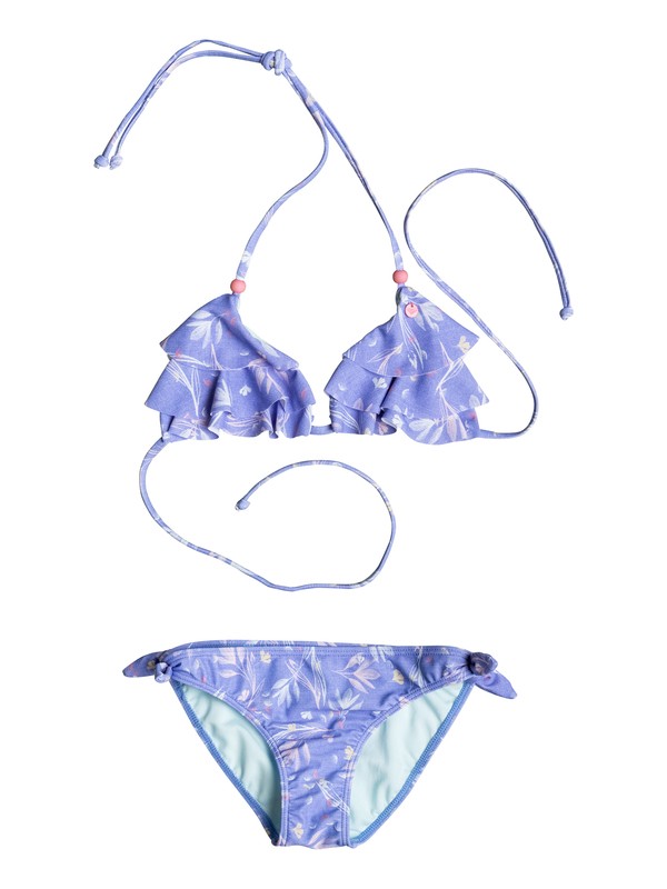 roxy, Girls 7-14 Denim Babe Tiki Tri Bikini Set, BLEACHED DENIM BOTANIC GARDEN (pmk6) 0 Girls 7-14 Denim Babe Tiki Tri Bikini Set ERGX203096 Roxy