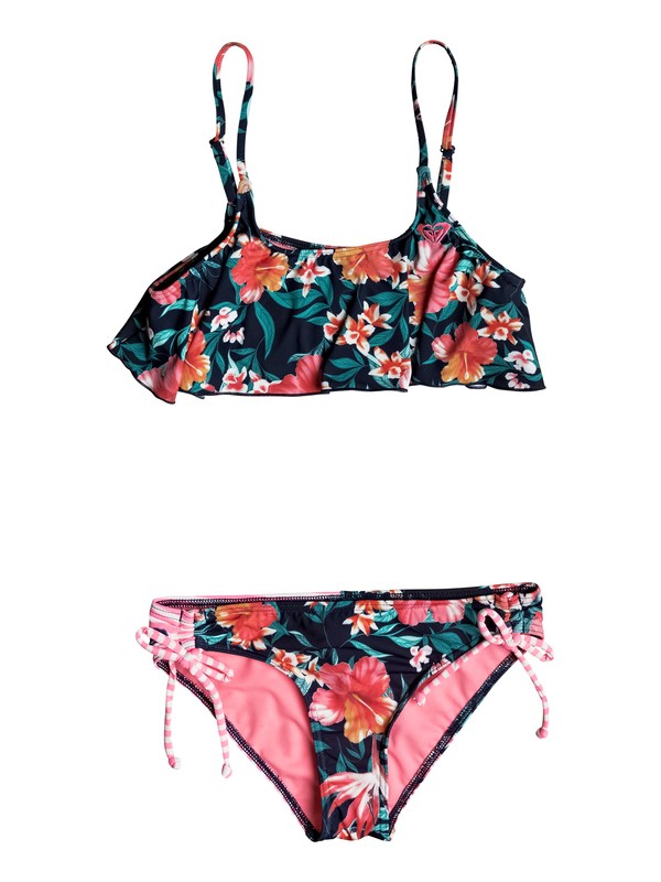 roxy, Girls 7-14 Roxy Waves Flutter Bikini Set, DRESS BLUE ISLAND TROPIC (xbbr) 0 Girls 7-14 Roxy Waves Flutter Bikini Set ERGX203108 Roxy