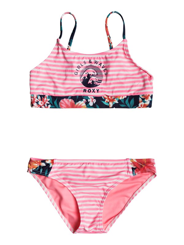 roxy, Girls 7-14 Roxy Waves Crop Top Bikini Set, MARSHMALLOW SWIM EASY STRIPE (wbt3) 0 Girls 7-14 Roxy Waves Crop Top Bikini Set ERGX203110 Roxy
