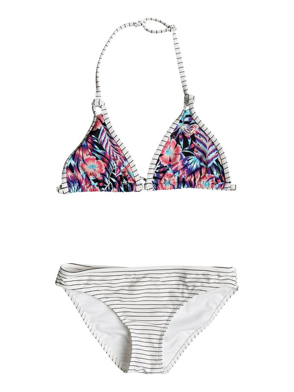 roxy, Girls 7-14 Surfing Miami Tiki Tri Bikini Set, ANTHRACITE TROPICAL DREAM (kvj9) 0 Girls 7-14 Surfing Miami Tiki Tri Bikini Set Black ERGX203121 Roxy