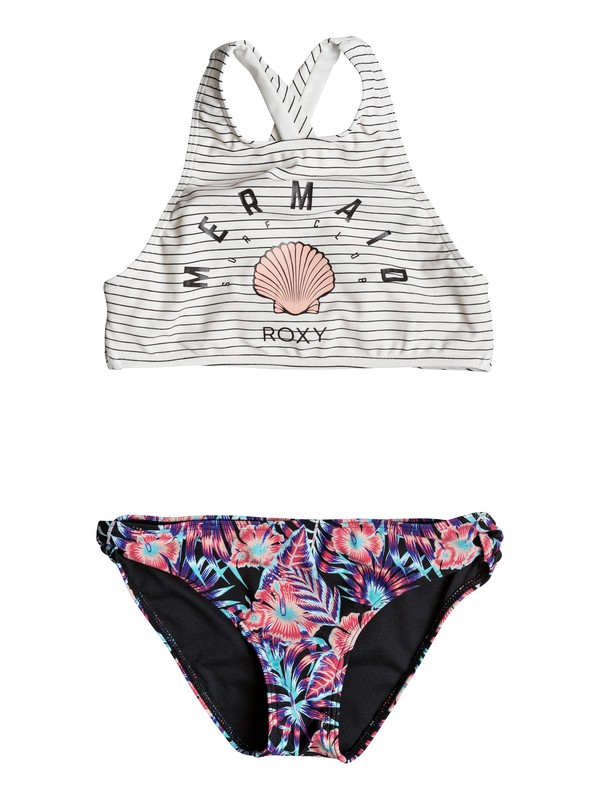 roxy, Surfing Miami - Crop Top Bikini Set for Girls 8-16, MARSHMALLOW BASIC STRIPE 2 (wbt1) 0 Surfing Miami - Crop Top Bikini Set for Girls 8-16 White ERGX203122 Roxy