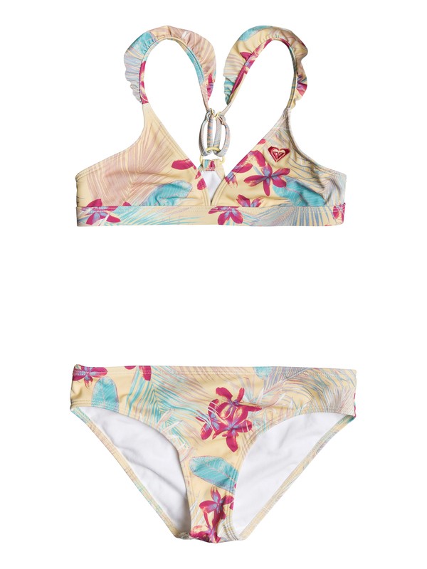 roxy, Girls 7-14 Salt Memory Fixed Tri Bikini Set, SUNSHINE TIARE FLOWER (yeq6) 0 Girls 7-14 Salt Memory Fixed Tri Bikini Set Yellow ERGX203126 Roxy