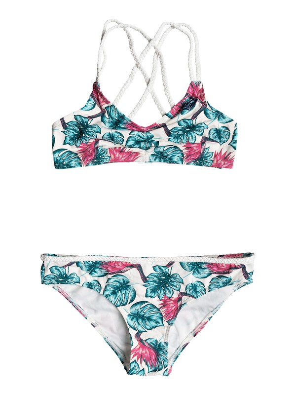roxy, Girls 7-14 Beach Days Athletic Tri Bikini Set, MARSHMALLOW ABYSSAL TROPICAL (xwgr) 0 Girls 7-14 Beach Days Athletic Tri Bikini Set White ERGX203129 Roxy