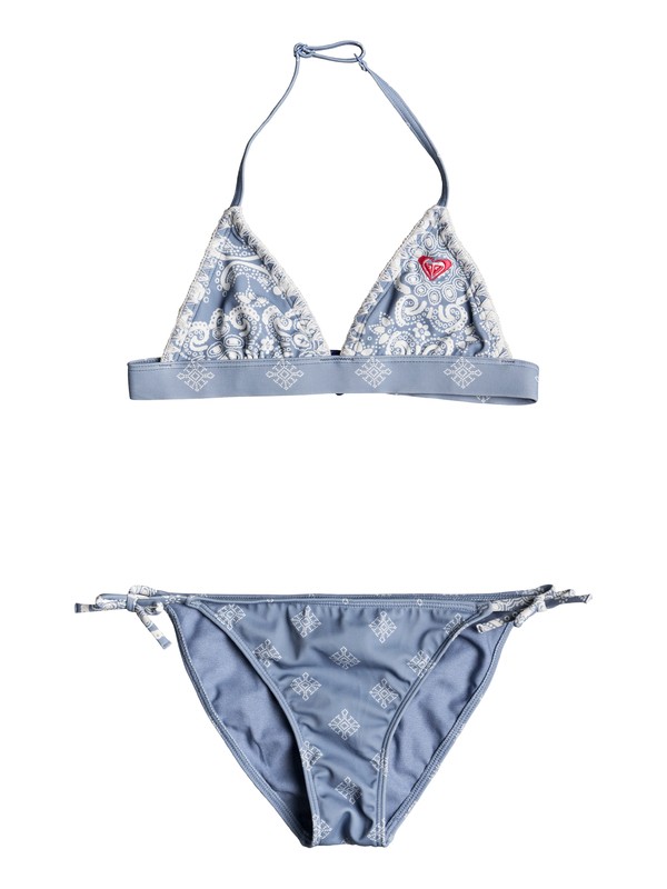 roxy, Nautical Summer - Ensemble de bikini triangle fixe, BLUE SHADOW BANDANA KIDS (bkq6) 0 Nautical Summer - Ensemble de bikini triangle fixe Bleu ERGX203134 Roxy