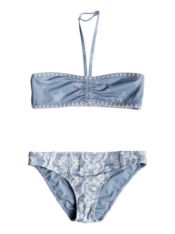 roxy, Girls 7-14 Nautical Summer Bandeau Bikini Set, BLUE SHADOW BANDANA KIDS (bkq6) 0 Girls 7-14 Nautical Summer Bandeau Bikini Set ERGX203135 Roxy