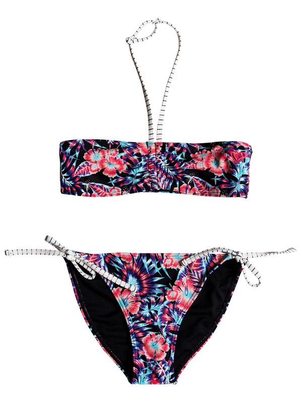 roxy, Surfing Miami - Ensemble bikini bandeau pour Fille 8-16 ans, ANTHRACITE TROPICAL DREAM (kvj9) 0 Surfing Miami - Ensemble bikini bandeau pour Fille 8-16 ans ERGX203140 Roxy