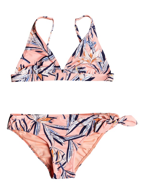 roxy, Girls 7-14 Born In Waves Elongated Tri Bikini Set, SOUFFLE CARVICO LAFITENIA (mfg6) 0 Girls 7-14 Born In Waves Elongated Tri Bikini Set Pink ERGX203170 Roxy