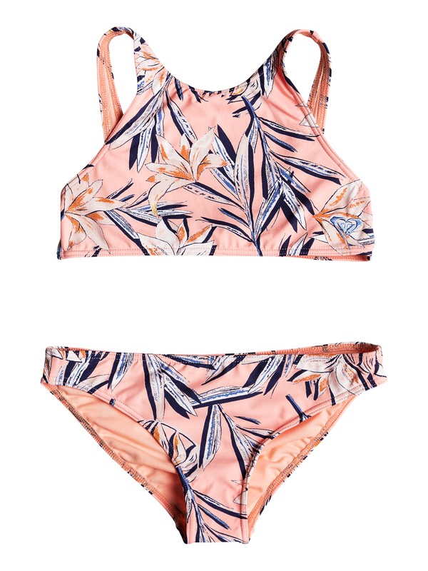 roxy, Girls 7-14 Born In Waves Crop Top Bikini Set, SOUFFLE CARVICO LAFITENIA (mfg6) 0 Girls 7-14 Born In Waves Crop Top Bikini Set Pink ERGX203171 Roxy