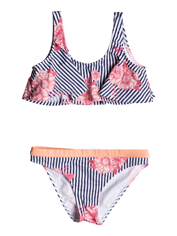 roxy, Girl's 7-14 Young And Free Flutter Bikini Set, MEDIEVAL BLUE SWIM SUNNY DAY (bte7) 0 Girl's 7-14 Young And Free Flutter Bikini Set Blue ERGX203179 Roxy