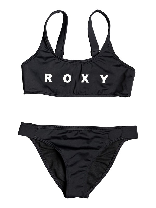 roxy, Girl's 7-14 Surfing Free Sports Bra Bikini Set, TRUE BLACK (kvj0) 0 Girl's 7-14 Surfing Free Sports Bra Bikini Set Black ERGX203186 Roxy