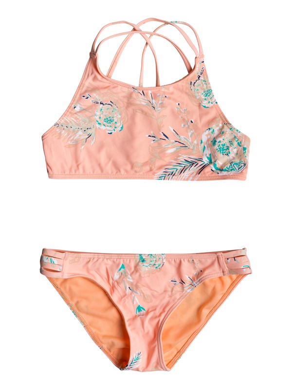 roxy, Darling Girl - Conjunto de Bikini Crop Top para Chicas 8-16, SOUFFLE FLOWERS IN THE AIR SW (xmwb) 0 Darling Girl - Conjunto de Bikini Crop Top para Chicas 8-16 Rosa ERGX203191 Roxy