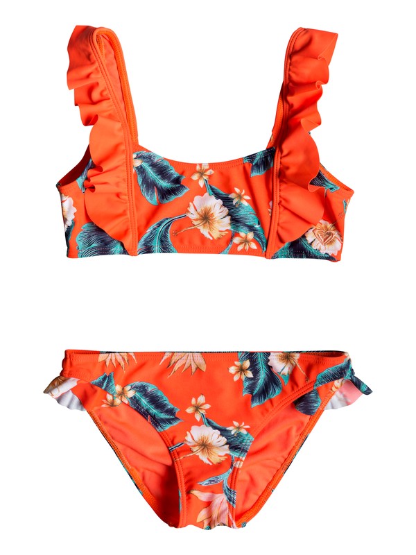 roxy, Girl's 7-14 Seaside Lover Athletic Bralet Bikini Set, F CORAL N TROPICAL LOVE RG SW (xmmb) 0 Girl's 7-14 Seaside Lover Athletic Bralet Bikini Set Pink ERGX203210 Roxy