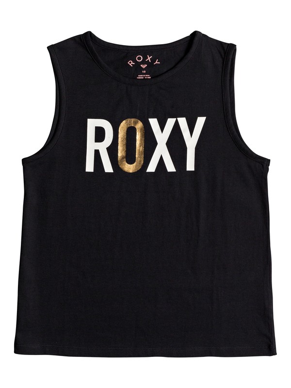 roxy, Girl's 7-14 Little Biscuit Island Foil Tank Top, TRUE BLACK (kvj0) 0 Girl's 7-14 Little Biscuit Island Foil Tank Top Black ERGZT03375 Roxy