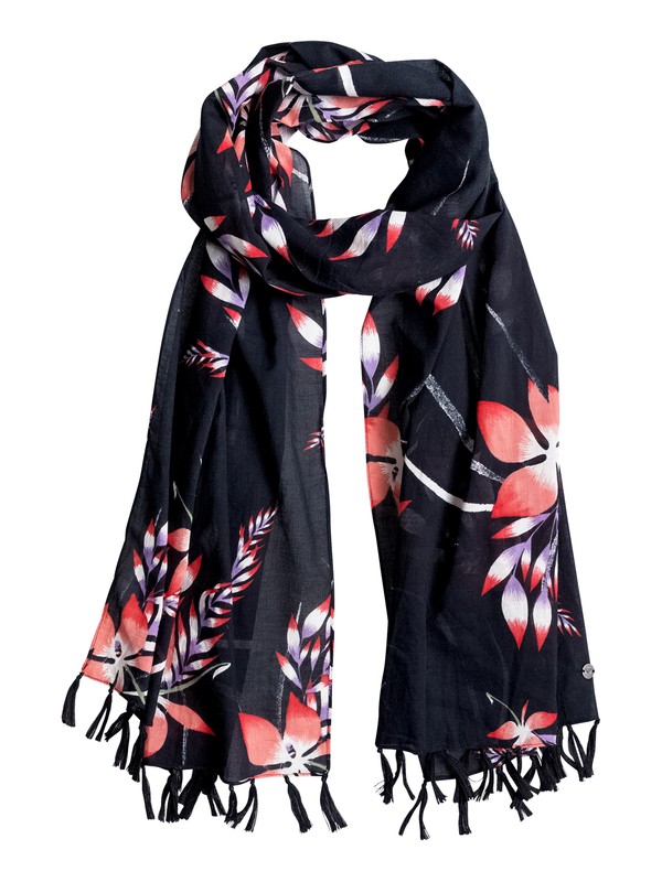 roxy, Really Better - Fransen-Schal, ANTHRACITE MISTERY FLORAL (kvj6) 0 Really Better - Fransen-Schal Schwarz ERJAA03225 Roxy