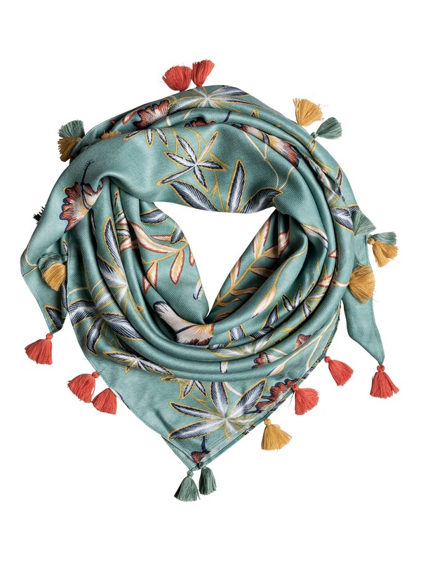 roxy, Take A Ride - Tassel Scarf, TRELLIS BIRD FLOWER (bkw6) 0 Take A Ride - Tassel Scarf Blue ERJAA03492 Roxy