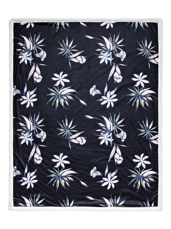 roxy, Hey Sweeties Super-Soft Sherpa Throw for Women, TRUE BLACK DELICATE FLOWERS (kvj8) 0 Hey Sweeties Super-Soft Sherpa Throw for Women Black ERJAA03516 Roxy