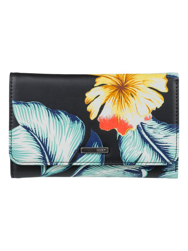 roxy, Juno Tri-Fold Wallet, ANTHRACITE TROPICAL LOVE S (kvj6) 0 Juno Tri-Fold Wallet Black ERJAA03547 Roxy