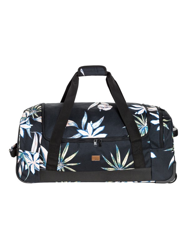 roxy, Distance Across 60L Large Wheeled Duffle Bag, TRUE BLACK DELICATE FLOWERS (kvj8) 0 Distance Across 60L Large Wheeled Duffle Bag Black ERJBL03137 Roxy