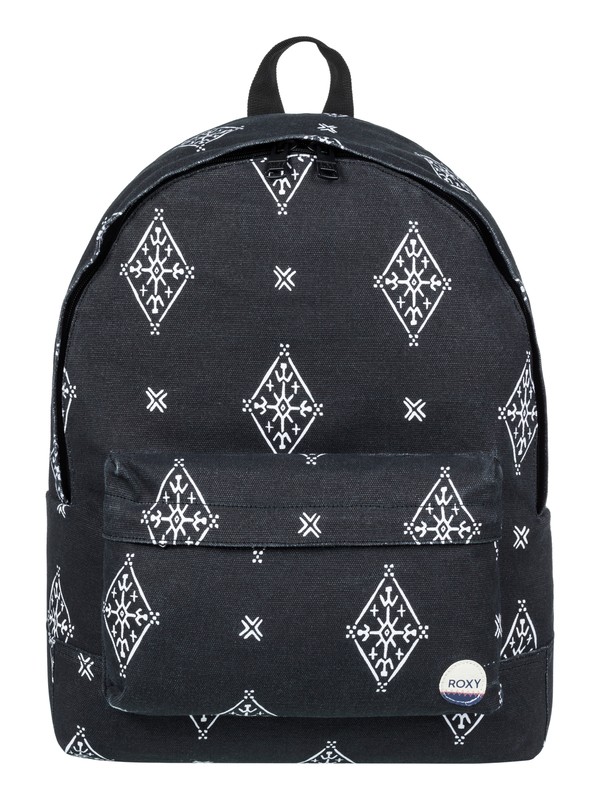 roxy, Sugar Baby Canvas 16L Medium Backpack, ANTHRACITE TRIBAL VOICE (kvj6) 0 Sugar Baby Canvas 16L Medium Backpack ERJBP03589 Roxy