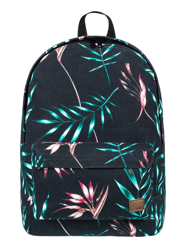roxy, Sugar Baby Canvas Colorblock 16 L Medium Backpack, ANTHRACITE STORMY FLOWERS (kvj8) 0 Sugar Baby Canvas Colorblock 16 L Medium Backpack Black ERJBP03693 Roxy