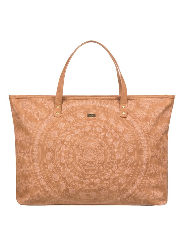 roxy, Set It On Fire Faux Leather Tote Bag, CAMEL (nlf0) 0 Set It On Fire Faux Leather Tote Bag Orange ERJBP03872 Roxy
